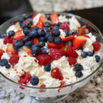 Red White and Blue Cheesecake Salad Recipe: 1-Bowl Effortless & Amazing Patriotic Dessert