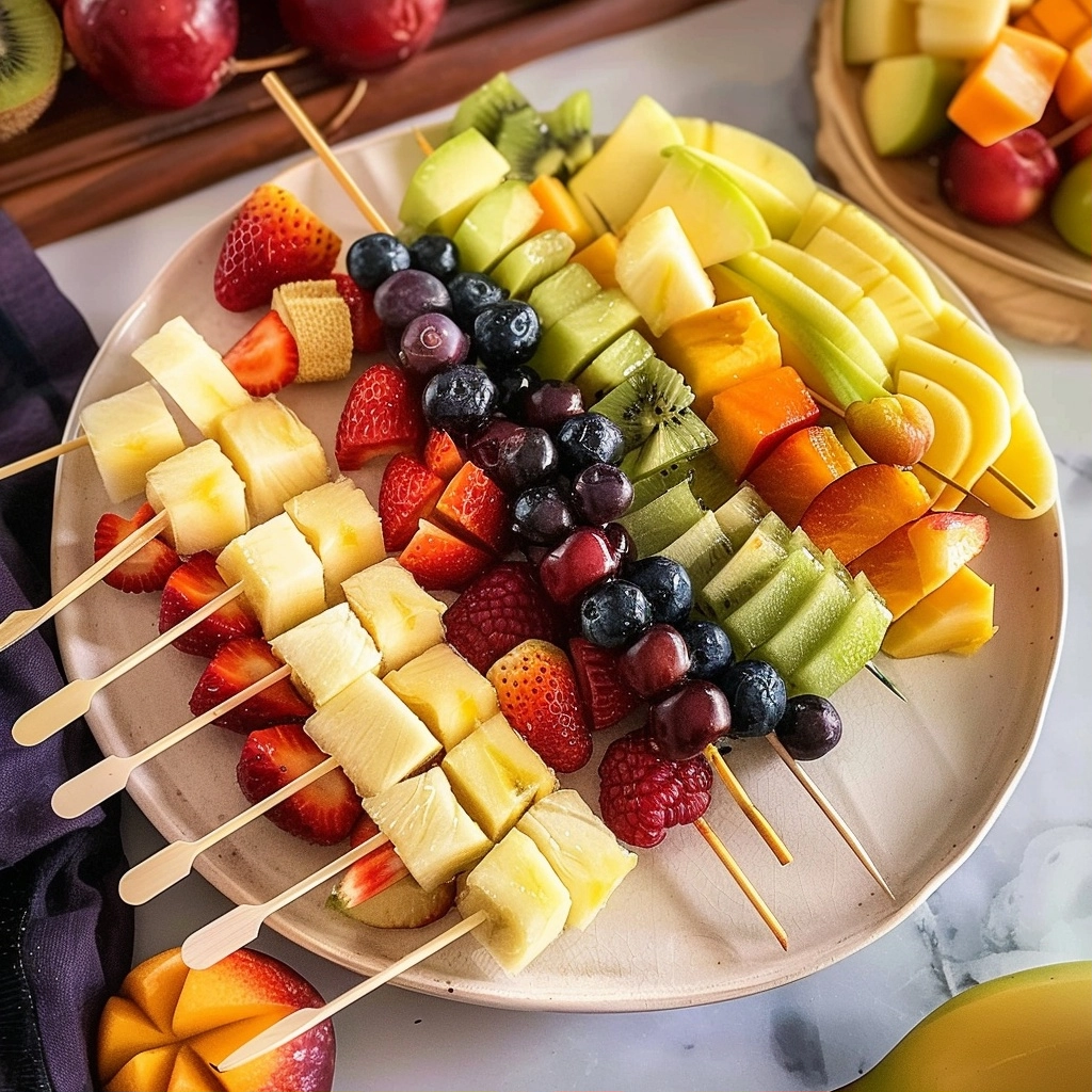 Fruit Skewers Recipe: 30-Minute Effortless & Amazing Rainbow Platter